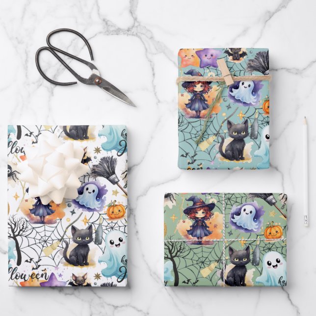 Encantadores colores mixtos de Halloween - Hojas d (Anverso)