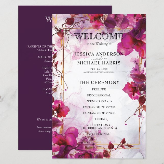 Encantamiento de Fuchsia: programa de casamiento a (Anverso / Reverso)