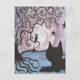 Encantando al gato con la tarjeta postal de la lun