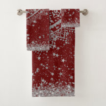 Encantando Mandala con estrellas plateadas en rojo