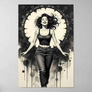 Encanto callejero radiante Póster monocromo