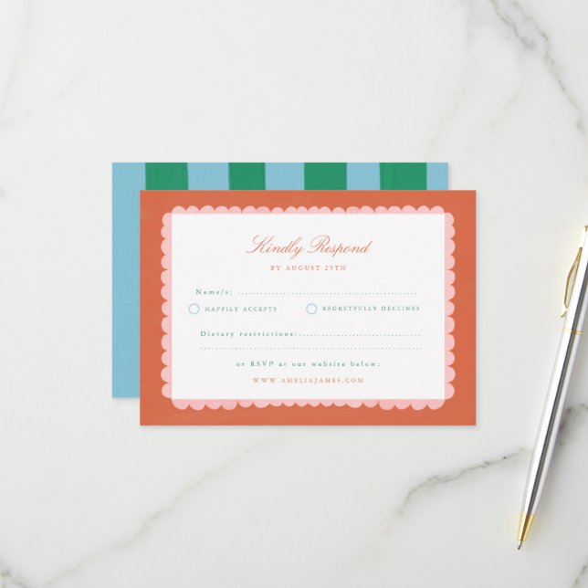 Encanto Coquette RSVP de boda pintado a mano (Anverso/Reverso In Situ)
