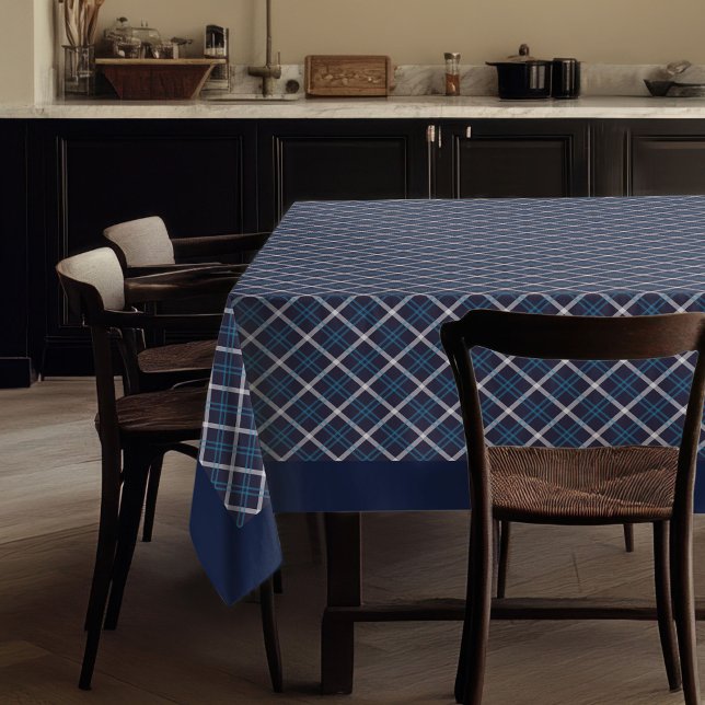 Encanto de casa de campo con manteles de la marina (Classic Navy Plaid Tablecloth Farmhouse Charm)