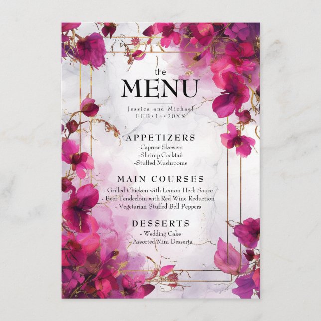 Encanto de Fuchsia de menú y bebida: acuarela (Anverso)