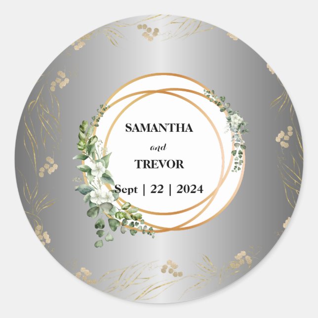 Encanto de oro: Pegatina botánico personalizado (Anverso)