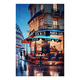 Encanto parisino: Poster de un antiguo café callej