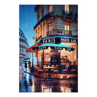 Encanto parisino: Poster de un antiguo café callej