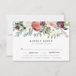 Encanto rústico Burgundy Boda Floral Rosa RSVP