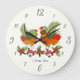 Encanto Rústico – Reloj de Pared de Gallo y Gallin
