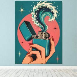 Encendedor de arte pop surrealista retro con ola d