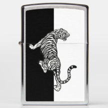 Encendedor de Zippo blanco y negro de tigre