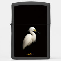 Encendedor Zippo con elegante garceta blanca