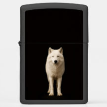 Encendedor Zippo con lobo ártico de marfil elegant