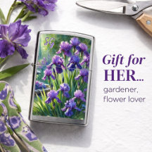 Encendedor Zippo Jardín de Iris Púrpura Acuarela
