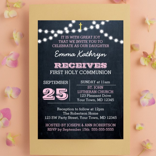 Encendedores de Chalkboard Invitación rosa de la p (Subido por el creador)