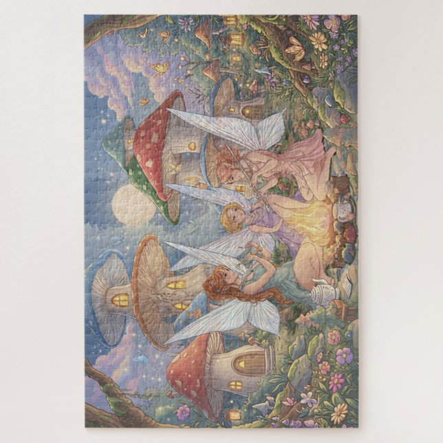 Enchanted Mushroom Forest Fairies Jigsaw Puzzle (Vertical)
