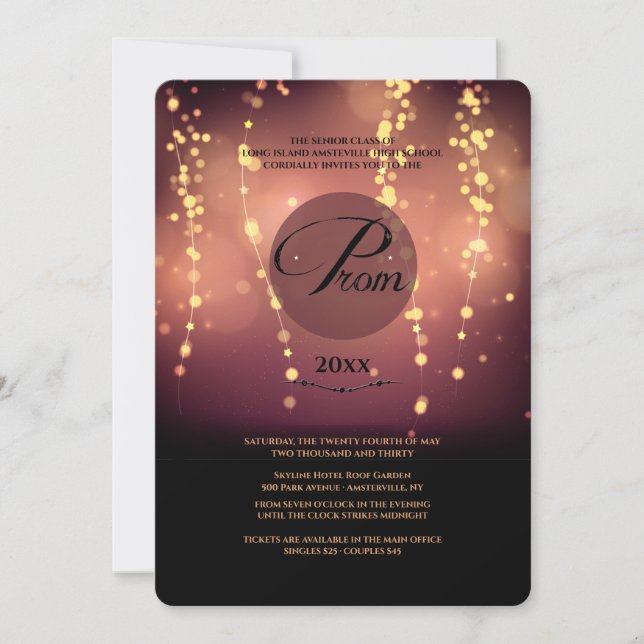 Encienda para arriba la invitación del baile de (Anverso)