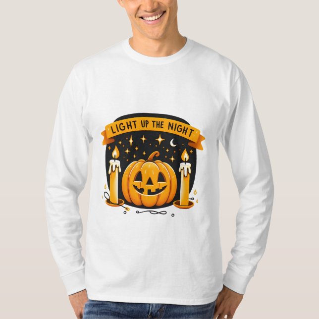 Enciende la camiseta de la calabaza de Halloween d (Anverso)