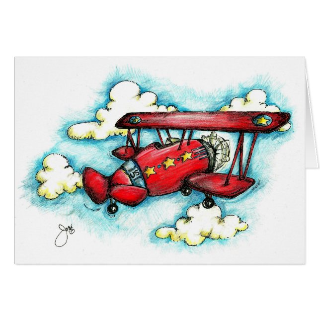 ¡Encima de! ¡Encima de! y lejos - aeroplano retro (Anverso (Horizontal))