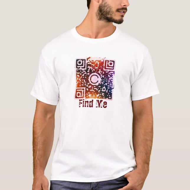 Encontrarme código QR camiseta básica masculina (Anverso)