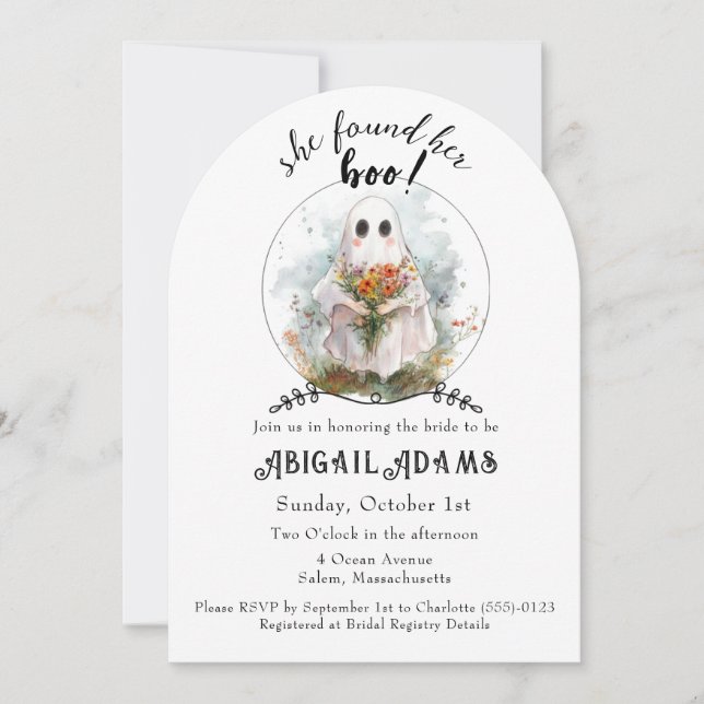 ¡Encontró Su Boo! - Invitación a la ducha de novia (Anverso)