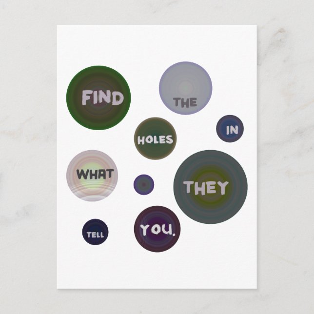 Encuentra los agujeros en lo que te dicen postales (Anverso)