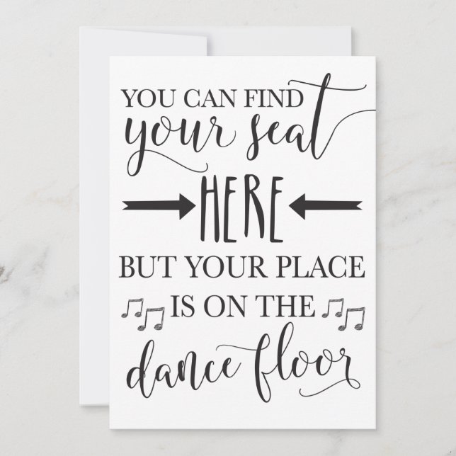 Encuentra tu asiento aquí Boda Tarjeta de Rótulo P (Anverso)