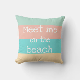 Encuéntrenme en el Cojín decorativo rayado retro d