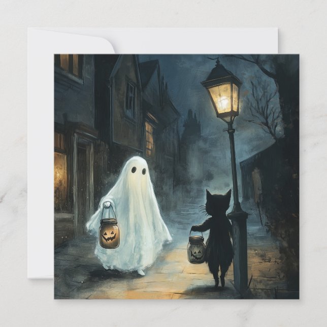 Encuentro de Fantasma y Gato de Halloween (Anverso)