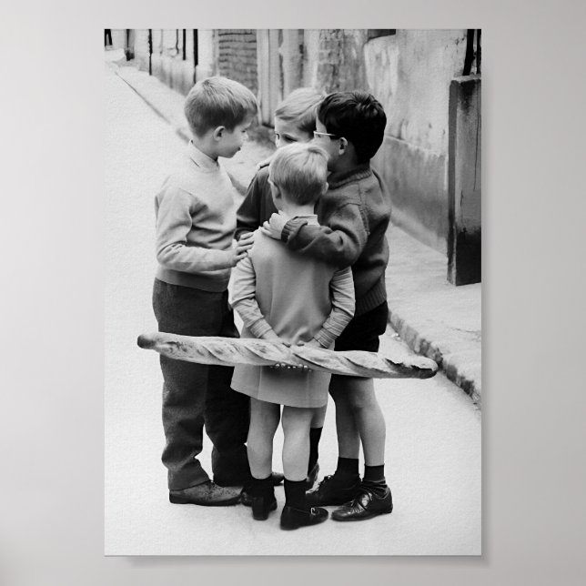 Encuentro de Niños Pequeños, Arte Vintage Negro y  (Frente)