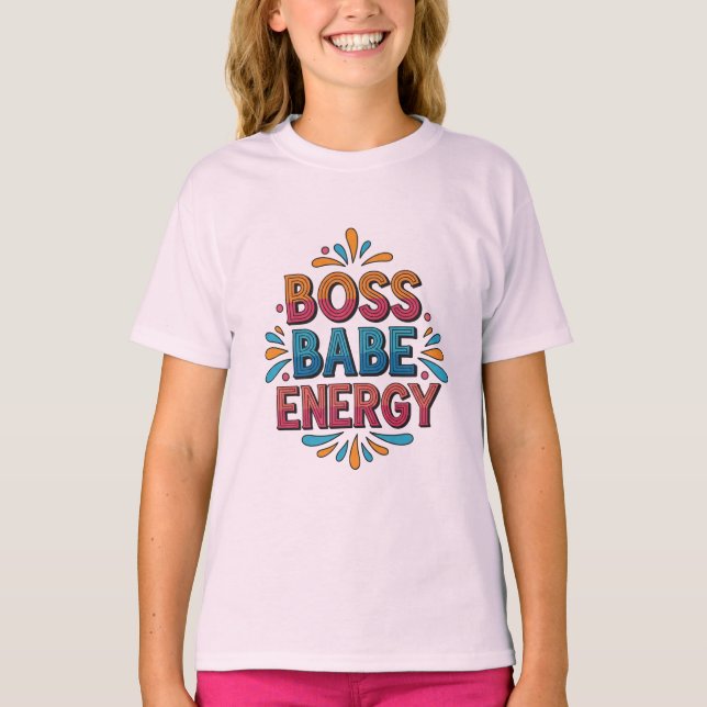 Energía de Jefa Babe – Camiseta de Poder Rosa (Anverso)