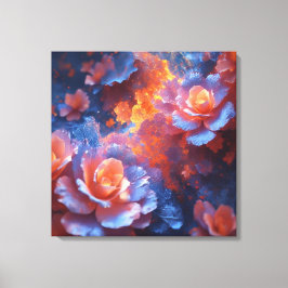 Energía Floral Etérea – Arte de Rosa Azul y Fiery
