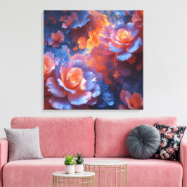 Energía Floral Etérea – Arte de Rosa Azul y Fiery