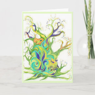 Energía x del árbol tarjeta de felicitación de 5