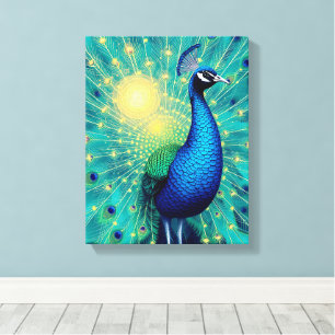 Energías de Pavo Real en Flor – Lienzo Envuelto Pr