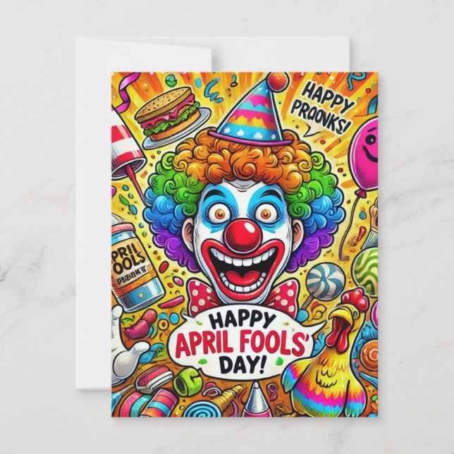 enérgica tarjeta del Día de los Inocentes de abril (Anverso)