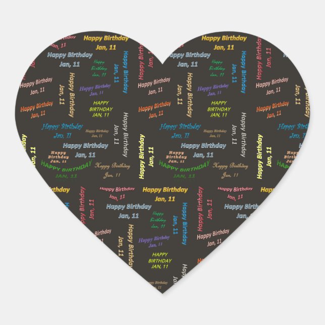 Enero, 11 Pegatina de cumpleaños (Anverso)