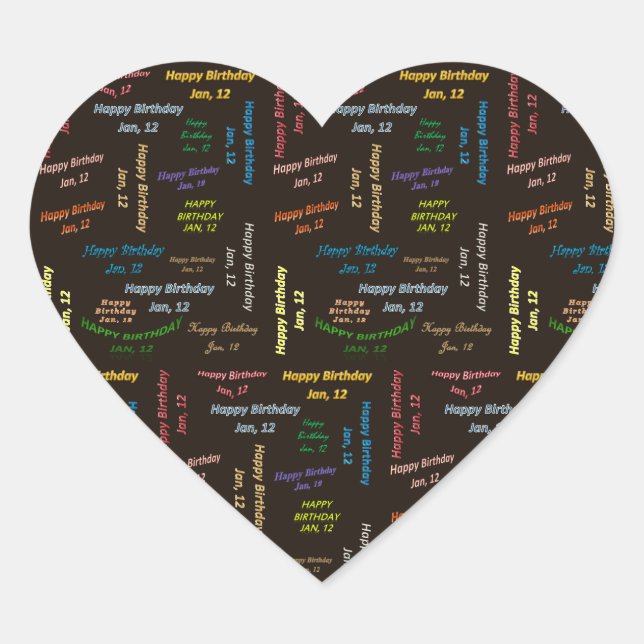 Enero, 12 Pegatina de cumpleaños (Anverso)