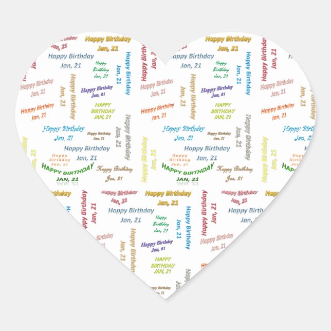 Enero, 21 Pegatina de cumpleaños (Anverso)