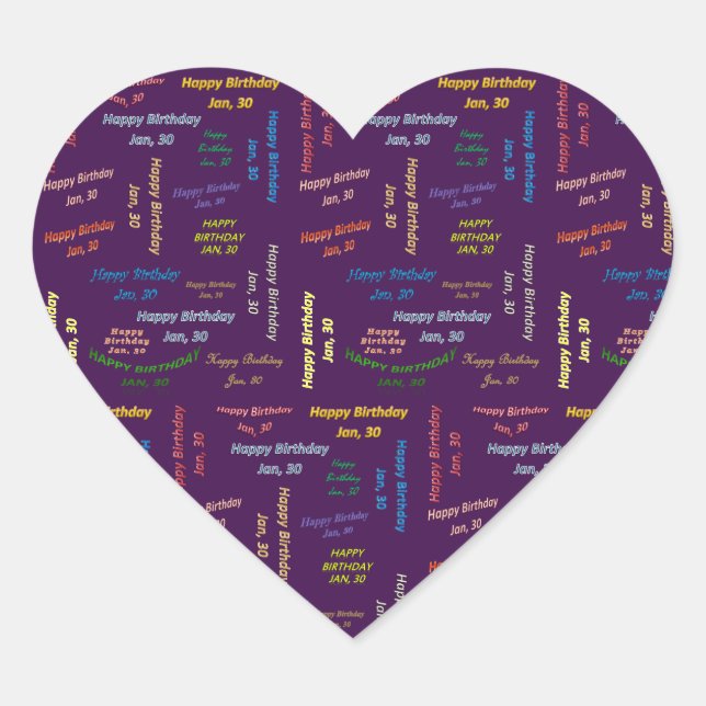 Enero, 30 Pegatina de cumpleaños (Anverso)