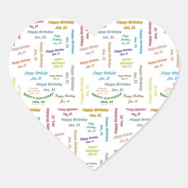 Enero, 31 Pegatina de cumpleaños (Anverso)