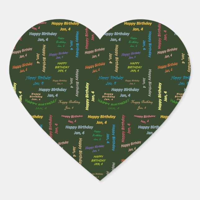 Enero, 4 Pegatina de Cumpleaños (Anverso)