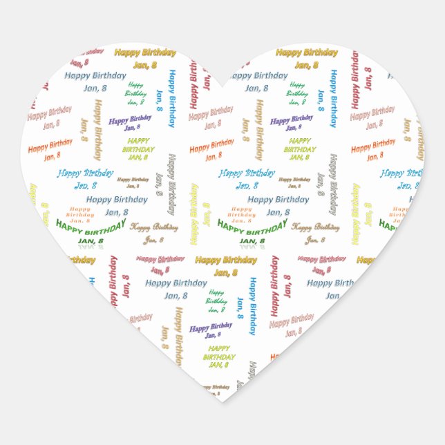 Enero, 8 Pegatina de cumpleaños (Anverso)