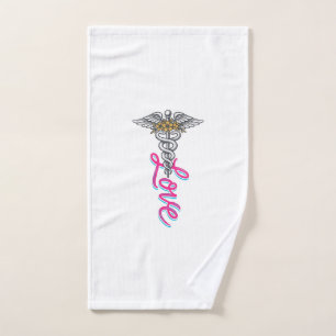Enfermera Amor Caduceo Floral Diseño Médico Vertic