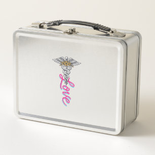 Enfermera Amor Caduceo Floral Médico Diseño Vertic