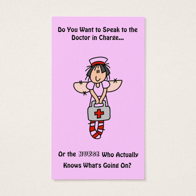 Enfermera conoce tarjetas de presentación (Atrás)