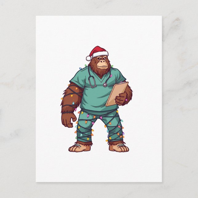 Enfermera de Navidad de Bigfoot Sasquatch Atención (Anverso)