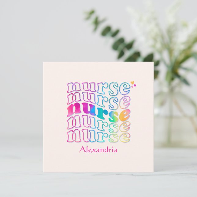 "Enfermera" en elegantes colores arcoiris (Anverso de pie)