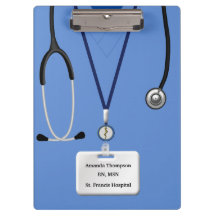 Enfermera En Portapapeles Azul