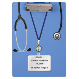 Enfermera En Portapapeles Azul